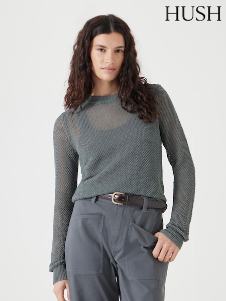Hush Green Interest Stitch Knitted Jumper (W22046) | £90
