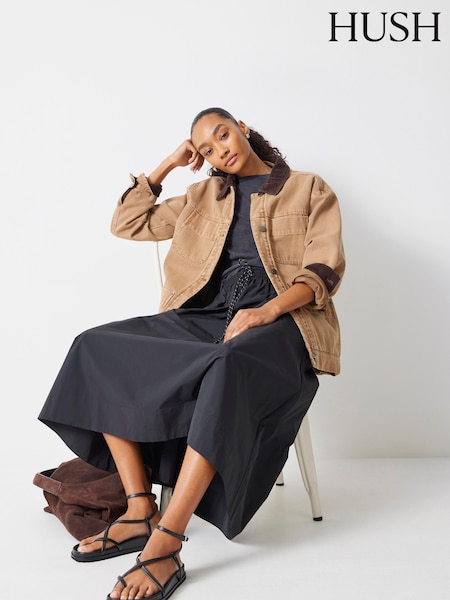Hush Black Aya Pull On Midi Skirt (W22052) | £90