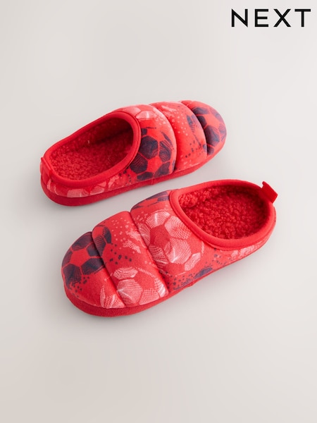 Red Football Warm Lined Slipper Mules (W22055) | £11 - £14