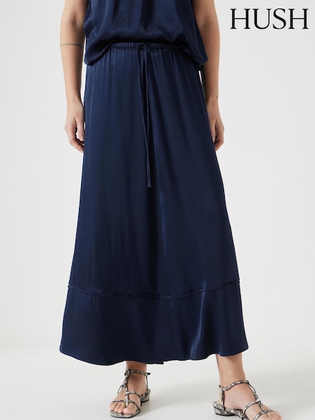 Hush Blue Satin Maxi Skirt (W22061) | £80
