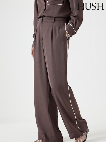 Hush Brown Piping Detail Wide Leg Trousers (W22076) | £120