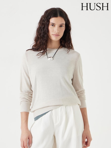 Hush Cream Fine Knit Wool Blend Jumper (W22108) | £80
