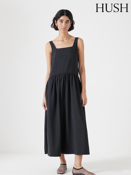 Hush Black Square Neckline Midi Ballerina Dress (W22112) | £110