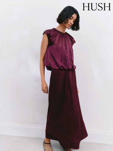 Hush Brown Satin Maxi Skirt (W22115) | £80
