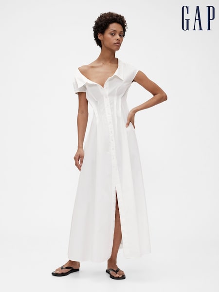 GapStudio White Poplin Maxi Shirt Dress (W22133) | £120
