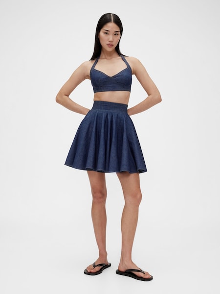 GapStudio Dark Wash Blue Pleated Denim Mini Skirt (W22141) | £140