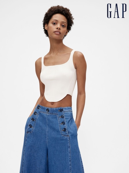 GapStudio White Knit Corset Top (W22147) | £45