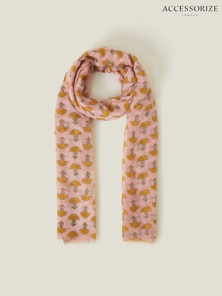 Accessorize Pink Lightweight Floral Block Print Scarf (W22269) | £24