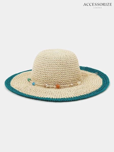Accessorize Natural Shell Beaded Floppy Hat (W22270) | £30