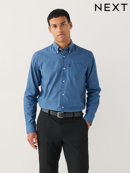 Denim Blue Regular Fit Oxford Long Sleeve Shirt (W22300) | £24