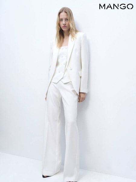 Mango Cream Straight Low Rise Suit Trousers (W22345) | £52