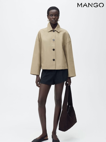 Mango Brown Collared Short Trench Coat (W22358) | £80