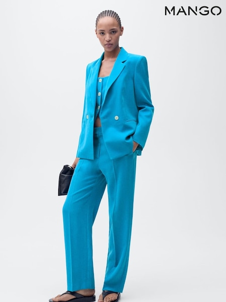Mango Blue Straight Fit Suit Jacket (W22363) | £80