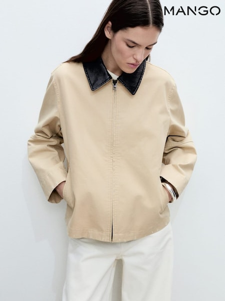 Mango Brown Contrast Collar Cotton Jacket (W22364) | £80