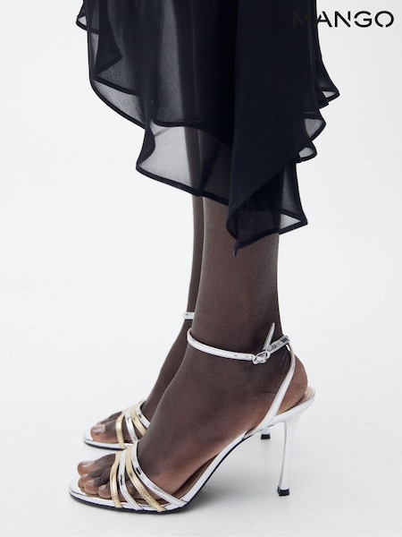 Mango Silver Strappy Heels (W22367) | £46