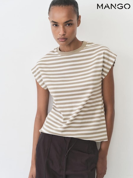Mango Dark Brown Stripe Short Sleeved T-Shirt (W22368) | £18
