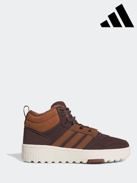 adidas Brown Hoops 4.0 Mid Lace Kids Trainers (W22402) | £38