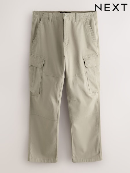 Stone Cotton Stretch Cargo Trousers (W22408) | £30