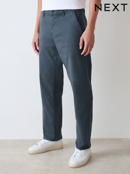 Blue Straight Fit Motionflex Chino Trousers (W22414) | £35