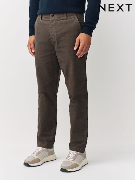 Brown Regular Tapered Fit Authentic Cotton Rich Corduroy Trousers With Stretch (W22417) | £35