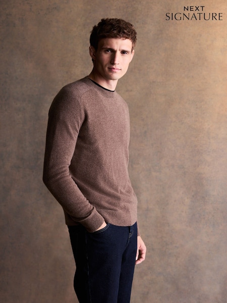 Neutral Regular Fit Signature 100% Cashmere Crew Neck Jumper (W22454) | £99
