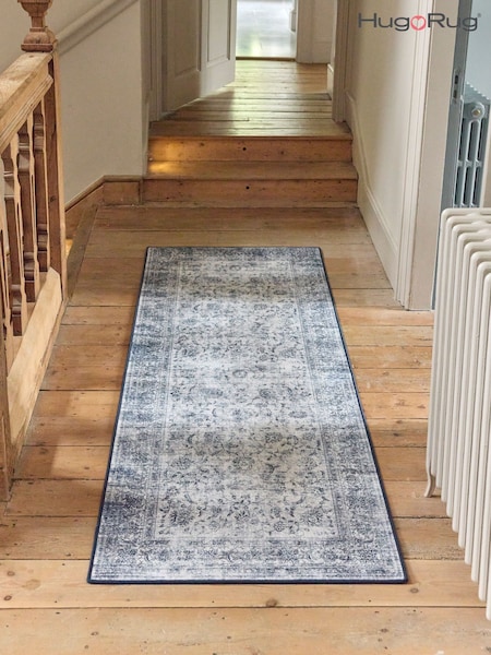 Hug Rug Navy Blue British Made Washable Vintage Imperial Runner (W22517) | £195