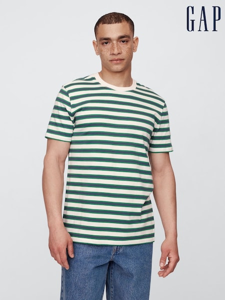 Gap Green Stripe Everyday Crewneck T-Shirt (W22547) | £14