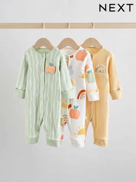 Yellow Baby Footless Character Sleepsuits 3 Pack (0mths-3yrs) (W22555) | £20 - £22