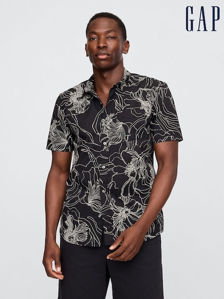 Gap Black/White Poplin Short Sleeve Shirt (W22557) | £30