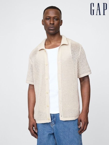 Gap Beige Crochet Knit Shirt (W22558) | £40