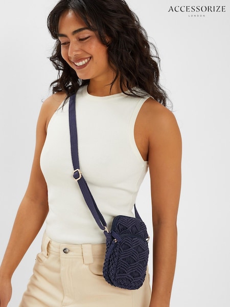 Accessorize Blue Macrame Phone Bag (W22564) | £28
