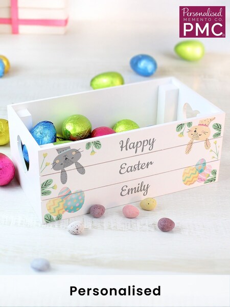 Personalised Easter Bunny Small Wooden Crate by PMC (W22566) | £20
