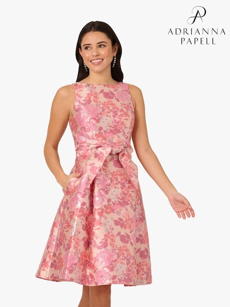 Adrianna Papell Pink Sleeveless Tie Front Dress (W22593) | £179
