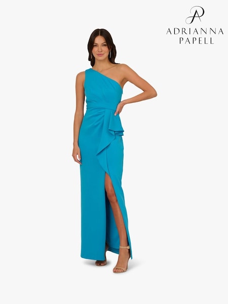 Adrianna Papell Blue One Shoulder Scuba Gown (W22609) | £179