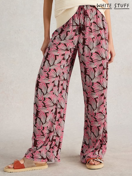 White Stuff Pink Belle Crinkle Wide Leg Trousers (W22641) | £55