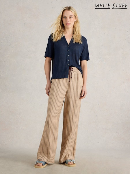 White Stuff Natural 100% Linen Belle Wide Leg Trousers (W22650) | £69
