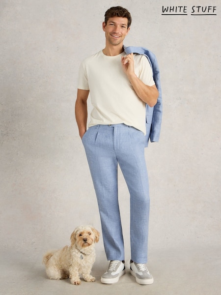 White Stuff Blue 100% Linen Trousers (W22663) | £70
