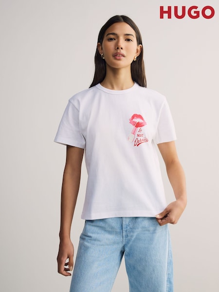 HUGO White Destrel Graphic Print T-Shirt (W22703) | £59