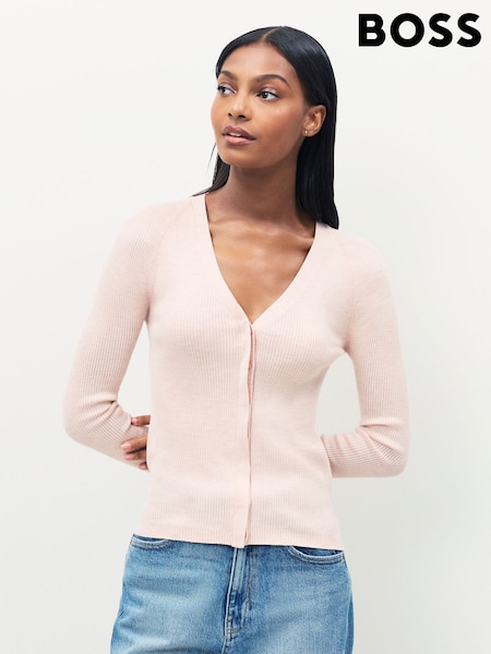 BOSS Pink Friva V-Neck Knit Cardigan (W22731) | £199