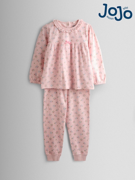 JoJo Maman Bébé Pink Bunny Character Appliqué Jersey Pyjamas (W22756) | £22