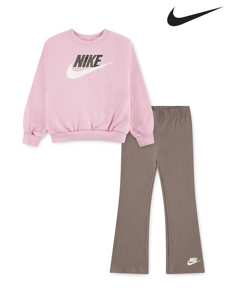 Nike Pink Little Kids Wild Warmth Crew and Flared Leggings Set (W22890) | £42