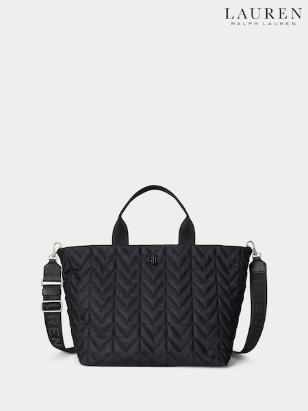 Lauren Ralph Lauren Stevie Messenger Textured Nylon Black Bag (W22911) | £259