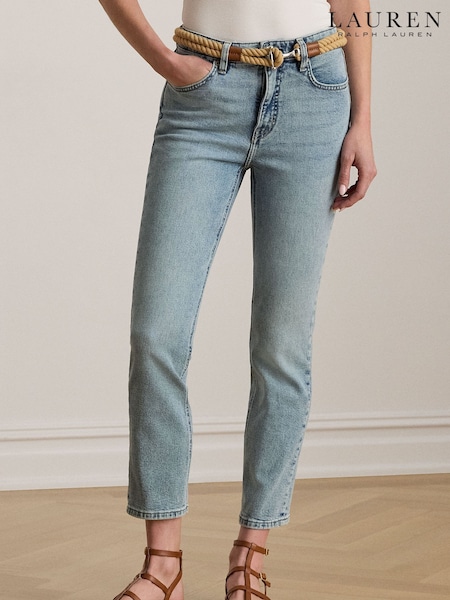 Lauren Ralph Lauren High Rise Straight Fit Ankle Stretch Denim Jeans (W22918) | £159