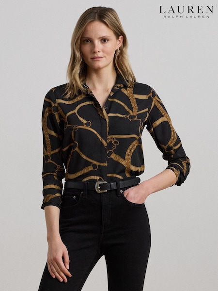 Lauren Ralph Lauren Kristy Belt Print Black Shirt (W22922) | £149