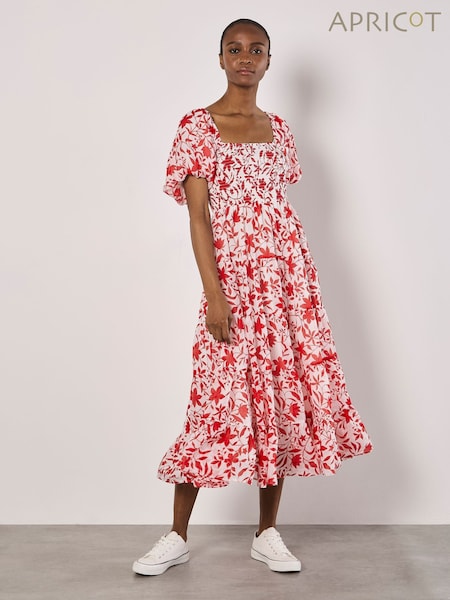 Apricot Cream Silhouette Starflower Midi Dress (W22981) | £60
