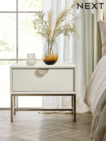 Light Grey Shagreen Effect Bedside Table (W23052) | £225