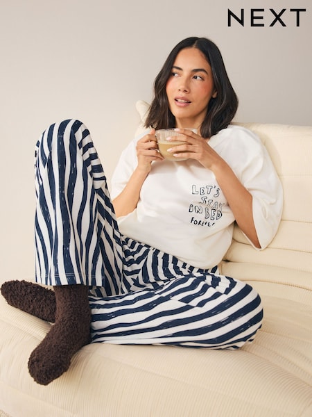 Blue Graphic Short Sleeve Pyjamas (W23068) | £25