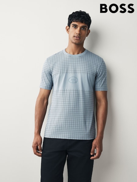 BOSS Grey Check Golf Logo T-Shirt (W23161) | £89