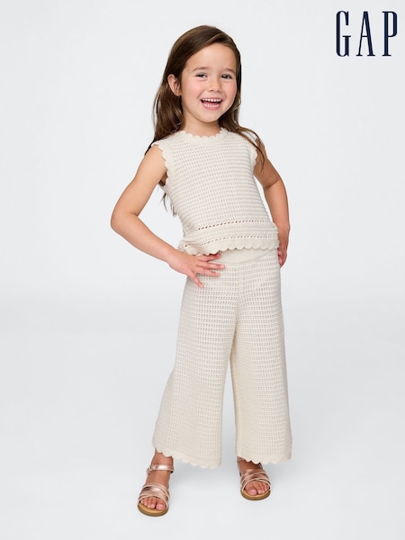 Gap Beige Crochet Wide-Leg Trousers (6mths-5yrs) (W23206) | £18