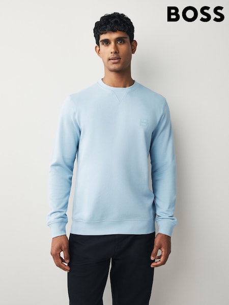BOSS Blue Westart Crew Neck Logo Sweat Top Jumper (W23237) | £99